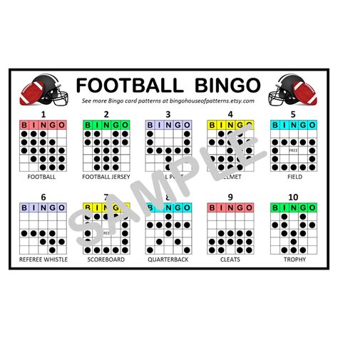 football bingo patterns